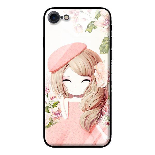 Ốp lưng kính cường lực cho iPhone 8 Anime Cô Gái Váy Bông - Hàng chính hãng