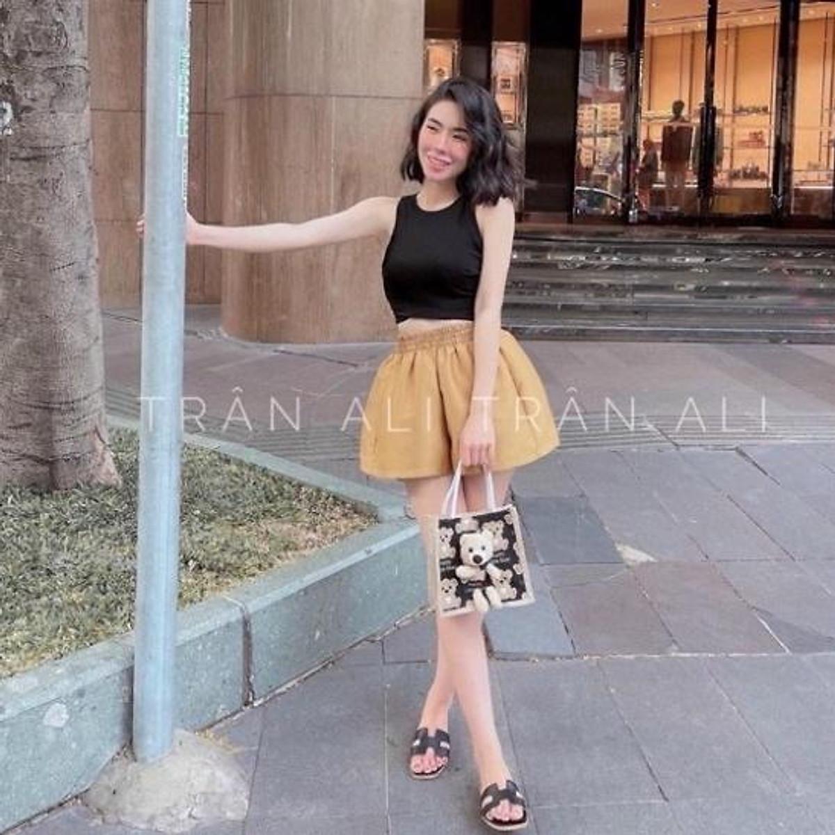 Quần đùi nữ tacta cạp chun, dáng short ống rộng phồng sooc cạp cao có túi 2 bên trẻ trung nhiều màu aloha