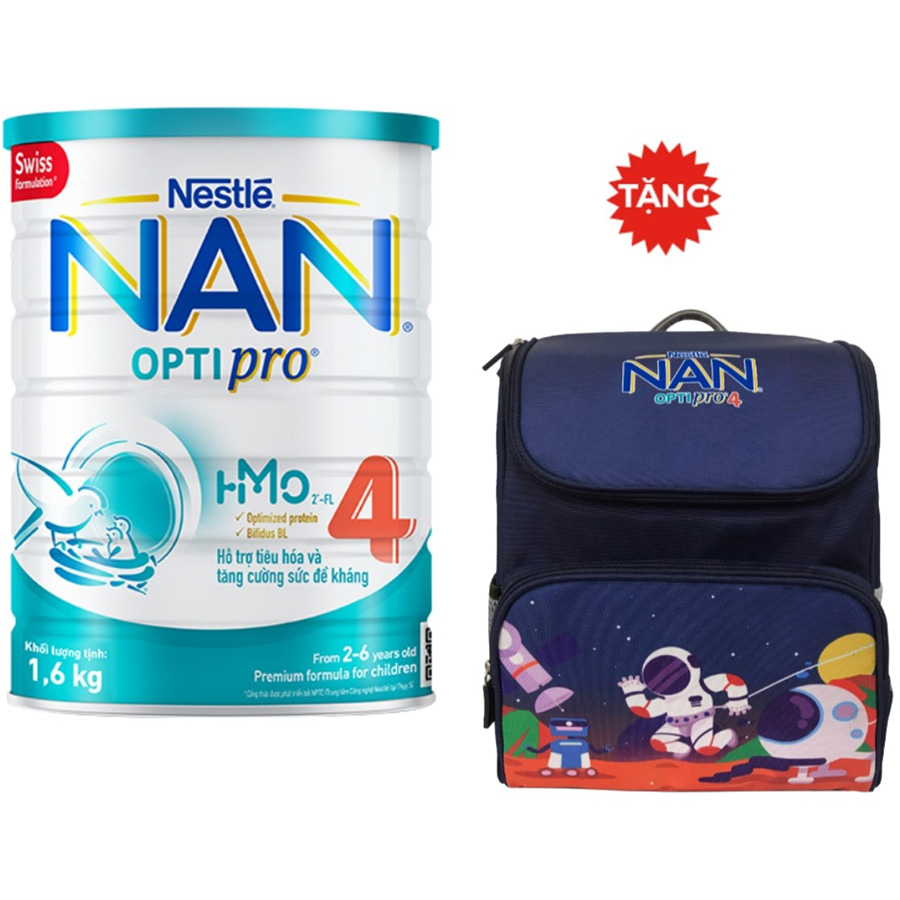 Sữa Bột Nestlé NAN OPTIPRO HM-O 4 1.6kg Tặng Balo Vũ Trụ Mẫu Ngẫu Nhiên