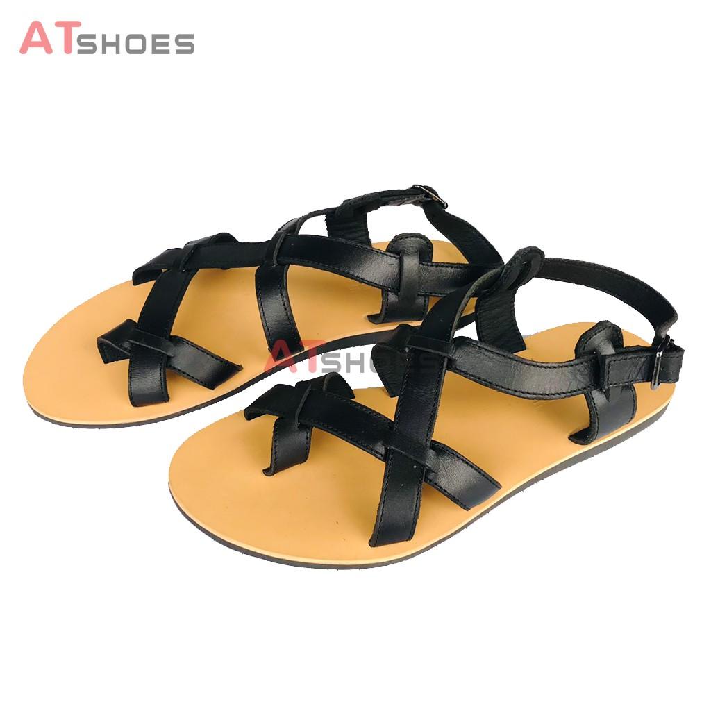 Sandal nam, dép quai ngang, dép nam da bò, không thấm nước, êm chân thoải mái Atshoes XDxn201