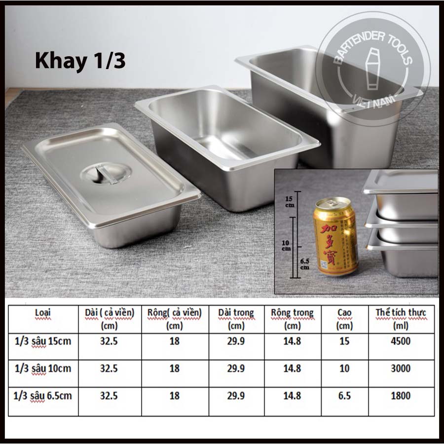 Khay đựng thạch, topping inox có nắp