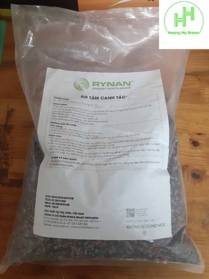 Phân bón thông minh RYNAN NPK 18-08-22, Trọng lượng 5kg, Chuyên dùng cho CÂY ĂN TRÁI, Tan chậm có kiểm soát, An tâm canh tác