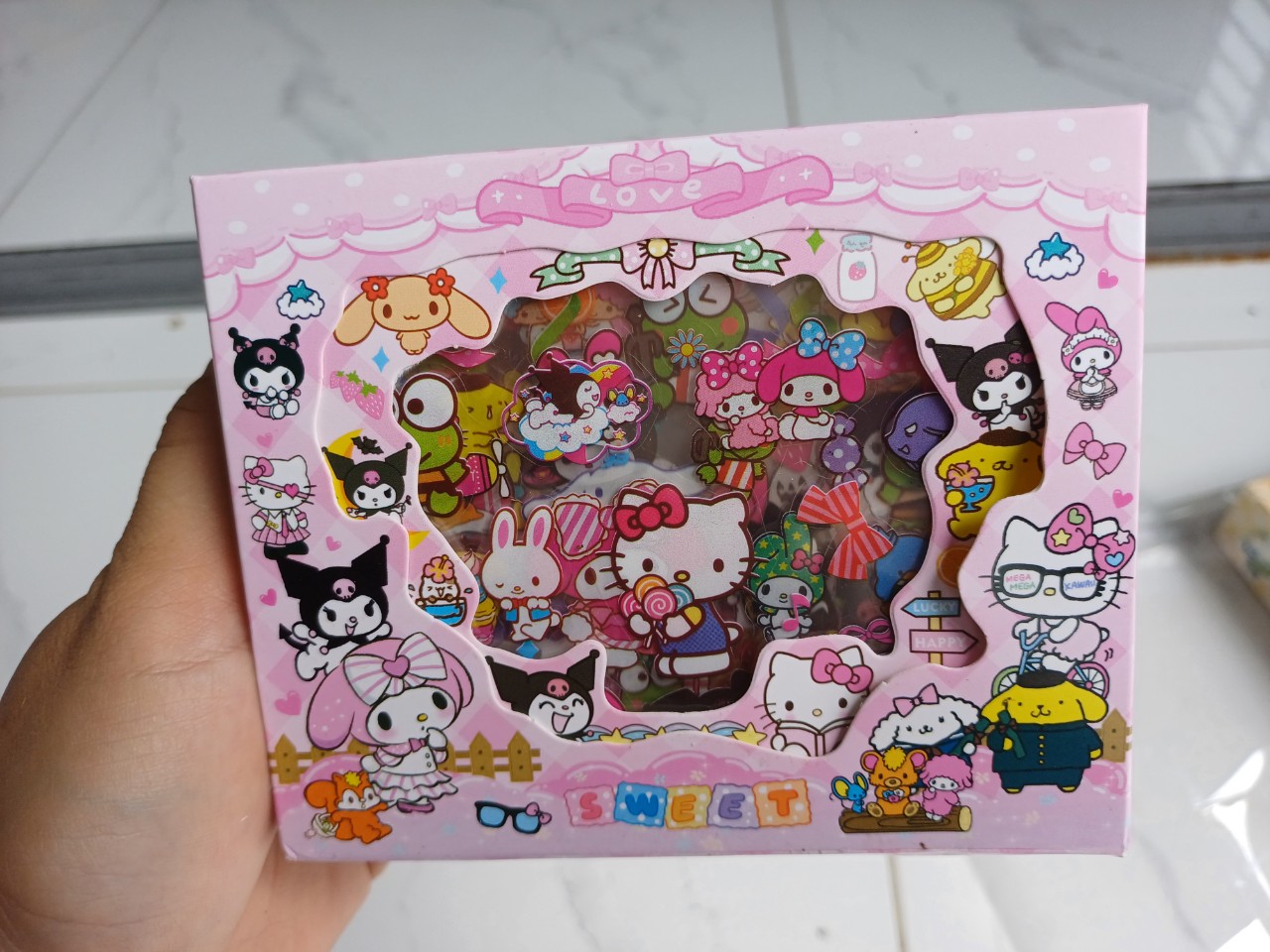 Đồ chơi hình dán sticker dễ thương kitty, gấu dẫu thỏ