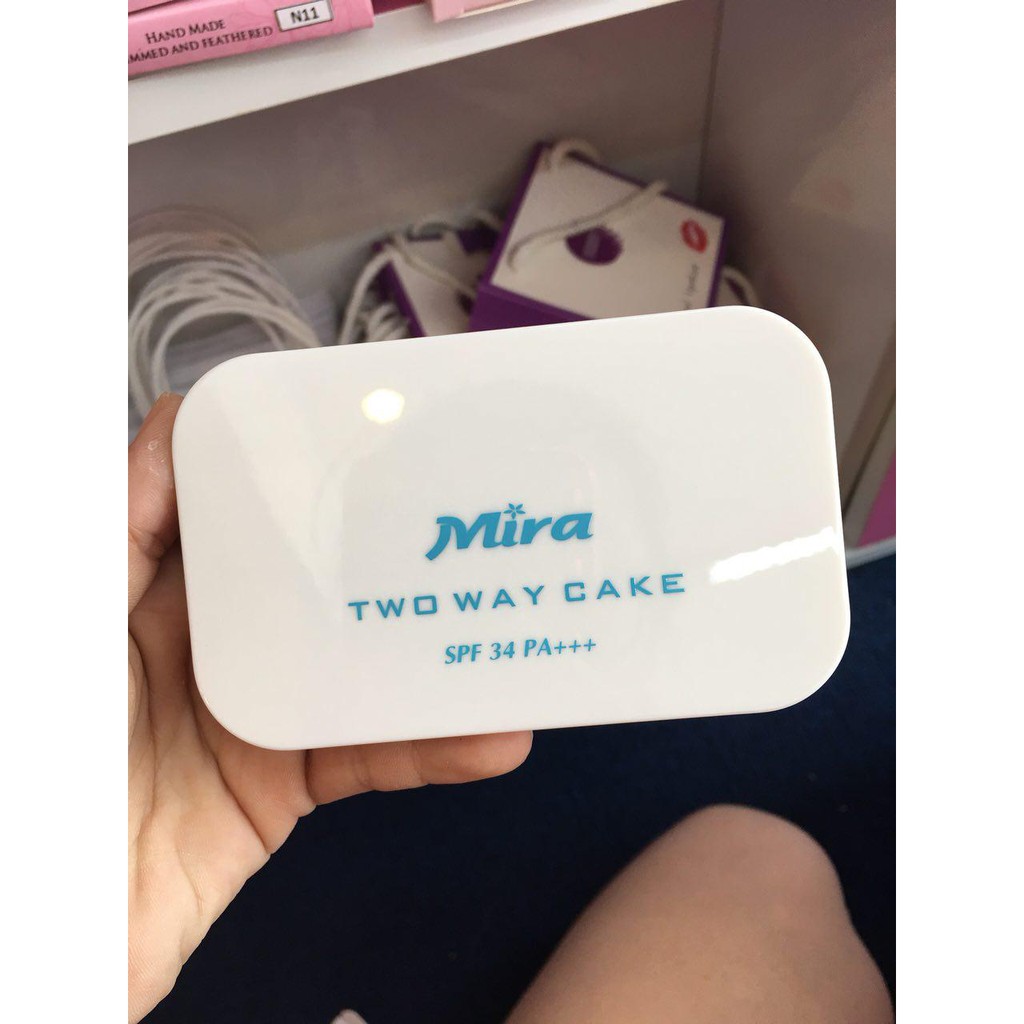 Phấn nén trang điểm siêu mịn Mira Two Way Cake Hàn Quốc 12g No.21 Cream Beige tặng kèm móc khoá