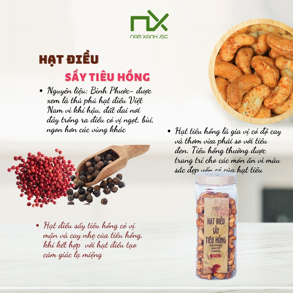 Hạt Điều Sấy Tiêu Hồng 230g / Pink Pepper Coated Cashews 230g