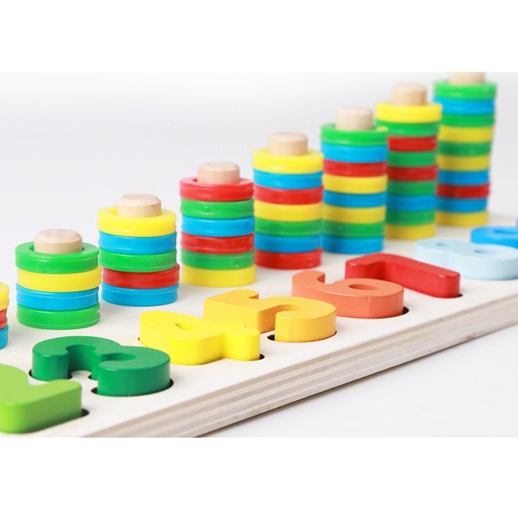 Giáo Cụ Montessori Giúp Bé Học Đếm Bậc Thang 10 Và Cột Tính Bằng Gỗ