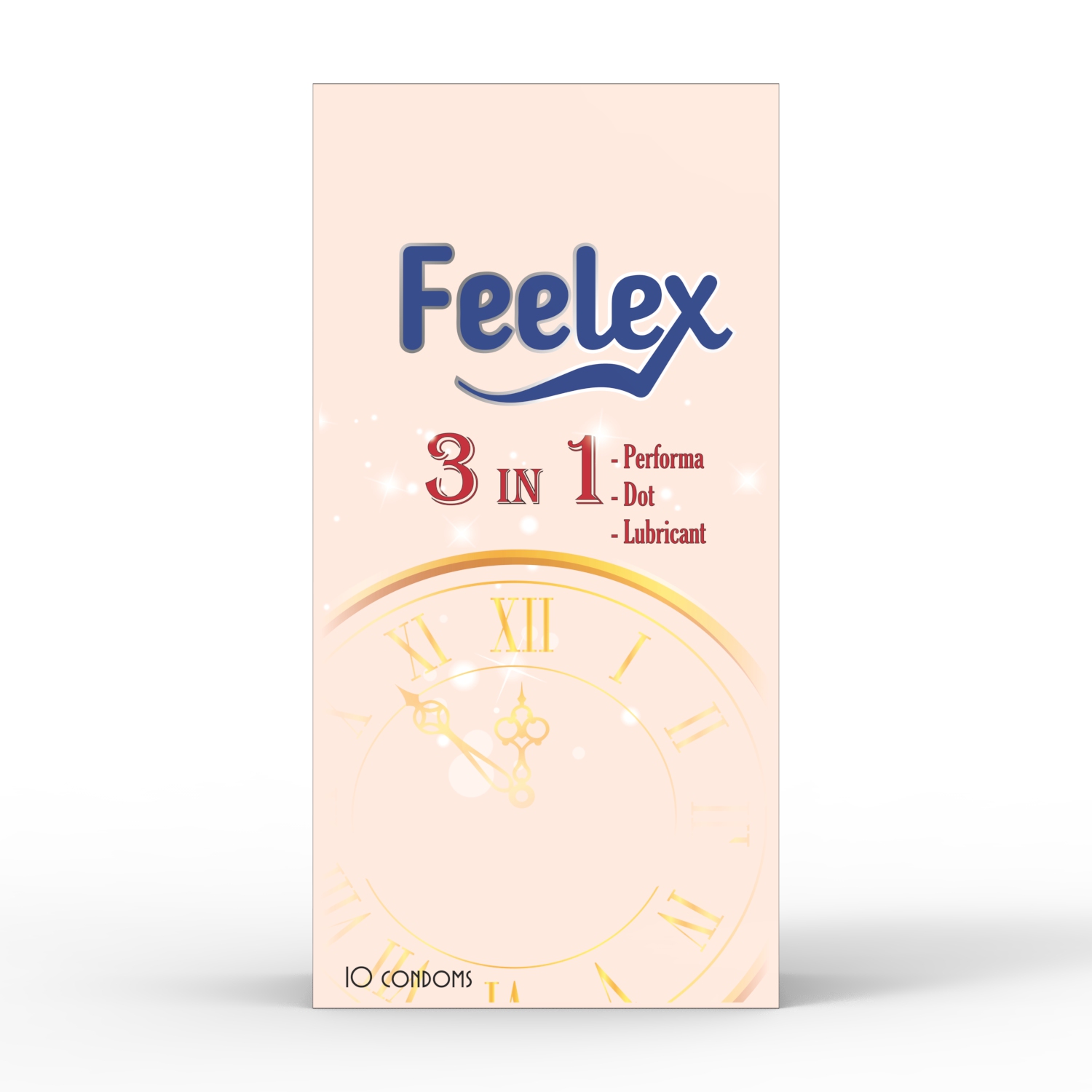 Bao cao su Feelex 3in1 gân gai, nhiều gel bôi trơn, kéo dài thời gian quan hệ, nhiều mùi hương, hộp 10 bcs