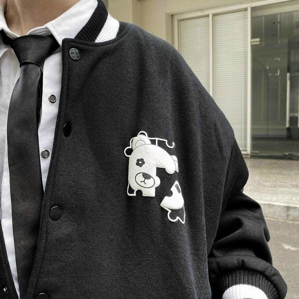 Áo khoác nỉ bomber nam nữ chất nỉ lót bông dày dặn cúc bấm It's a trap cardigan missout HÀNG XỊN Áo Bomber Nam Nữ Shop