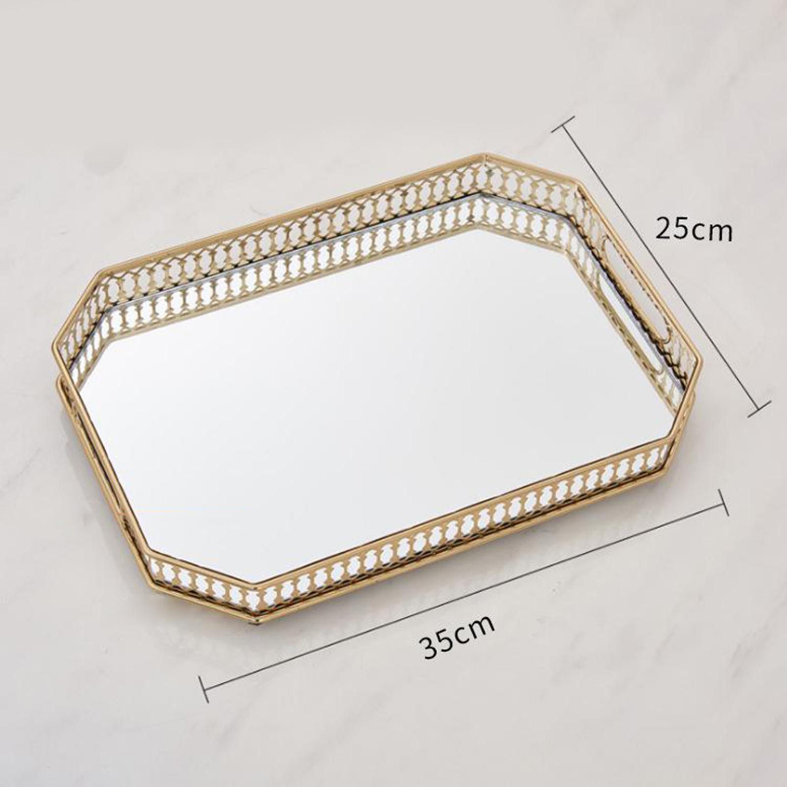 Mirrored Crystal Vanity Tray - Ornate Decorative Tray for Perfume, Jewelry and Makeup
