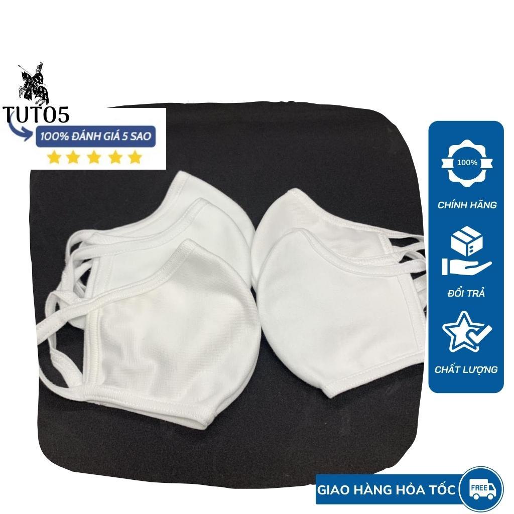 Combo 5 khẩu trang vải dệt kim TUTO5 thời trang 2 lớp trắng/đen người lớn kháng khuẩn, khử mùi, tái sử dụng 30 lần Nhật