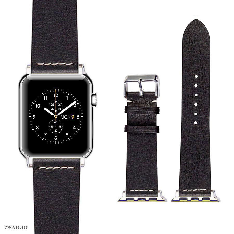 Dây Da Apple Watch 49mm 45mm 44mm 42mm, Chất Liệu Da Bò Cao Cấp, Phong Cách Vintage Thread Hoài Cổ, Đơn Giản Và Tinh Tế, Tương Thích Các Phiên Bản Series Ultra2/Ultra/SE2/SE/9/8/7/6/5/4/3/2/1 - Hàng Chính Hãng SAIGIO