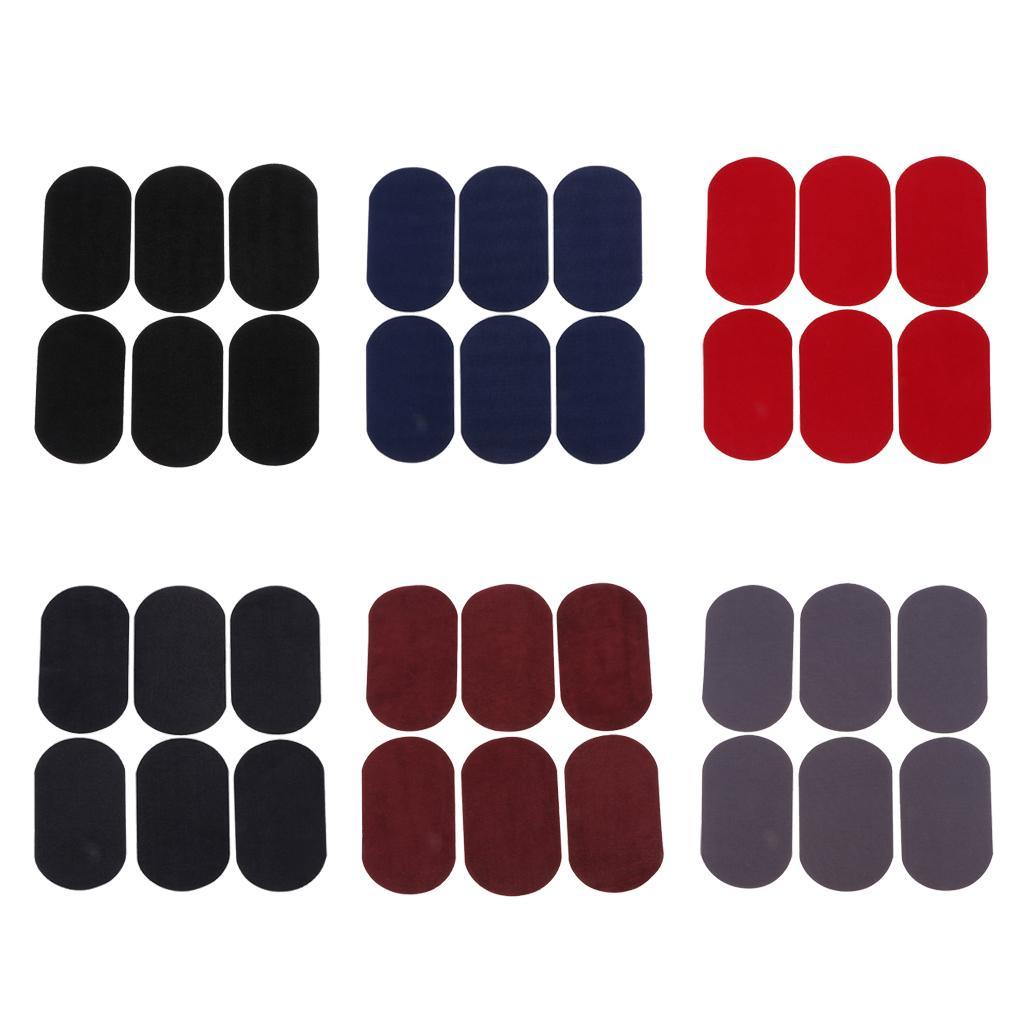 6pcs Iron on Patch Suede Fabric Applique Cloth Badge for Clothing Black