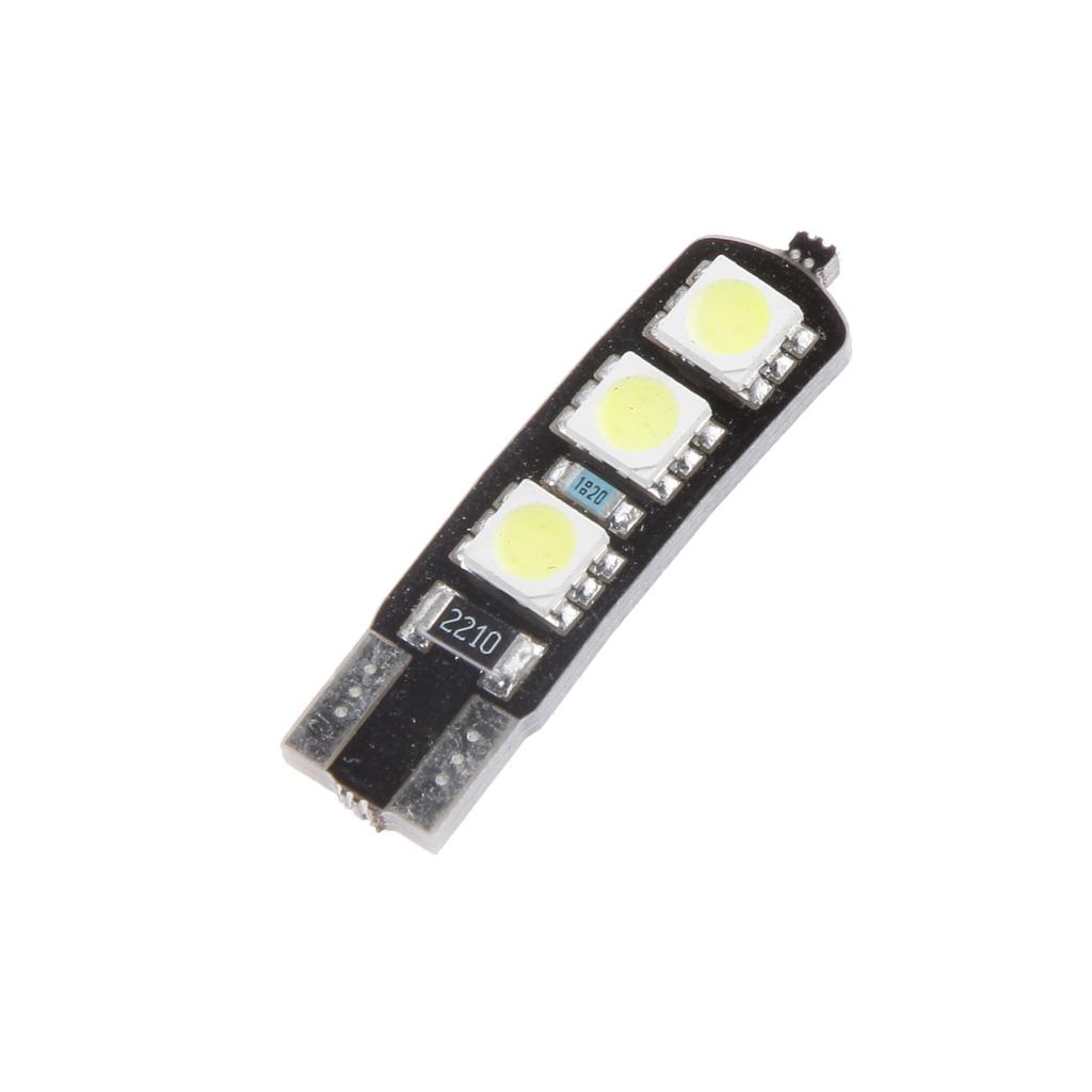 10pcs T10 5050 6SMD W5W LED Flashing Lamp Fire Warning Bulb Width Reading Tail - White