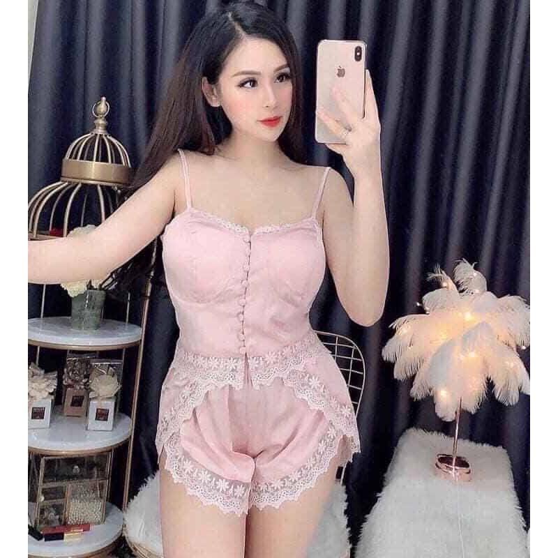 SET ĐỒ NGỦ HAI DÂY GIẢ KHUY SIÊU HOT