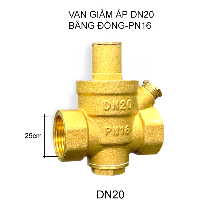 Van giảm áp bằng đồng kích thước DN15, DN20, DN25 tùy chọn kèm đồng hồ đo