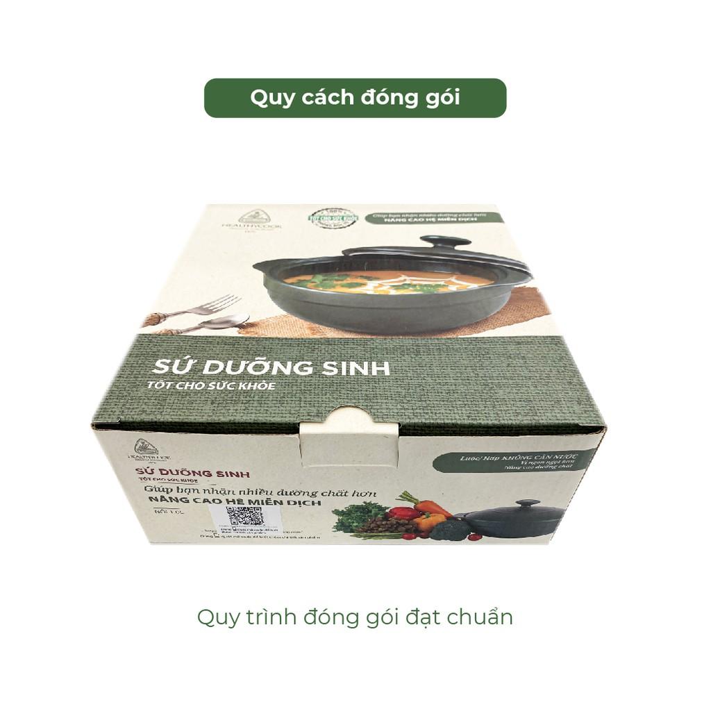 Nồi Sứ Dưỡng Sinh Minh Long Luna 1.0L Dùng Bếp Ga, Hồng Ngoại Có Nắp, Dùng Kho Cá, Hầm Cháo Thực Phẩm Chín Sâu Và Đều