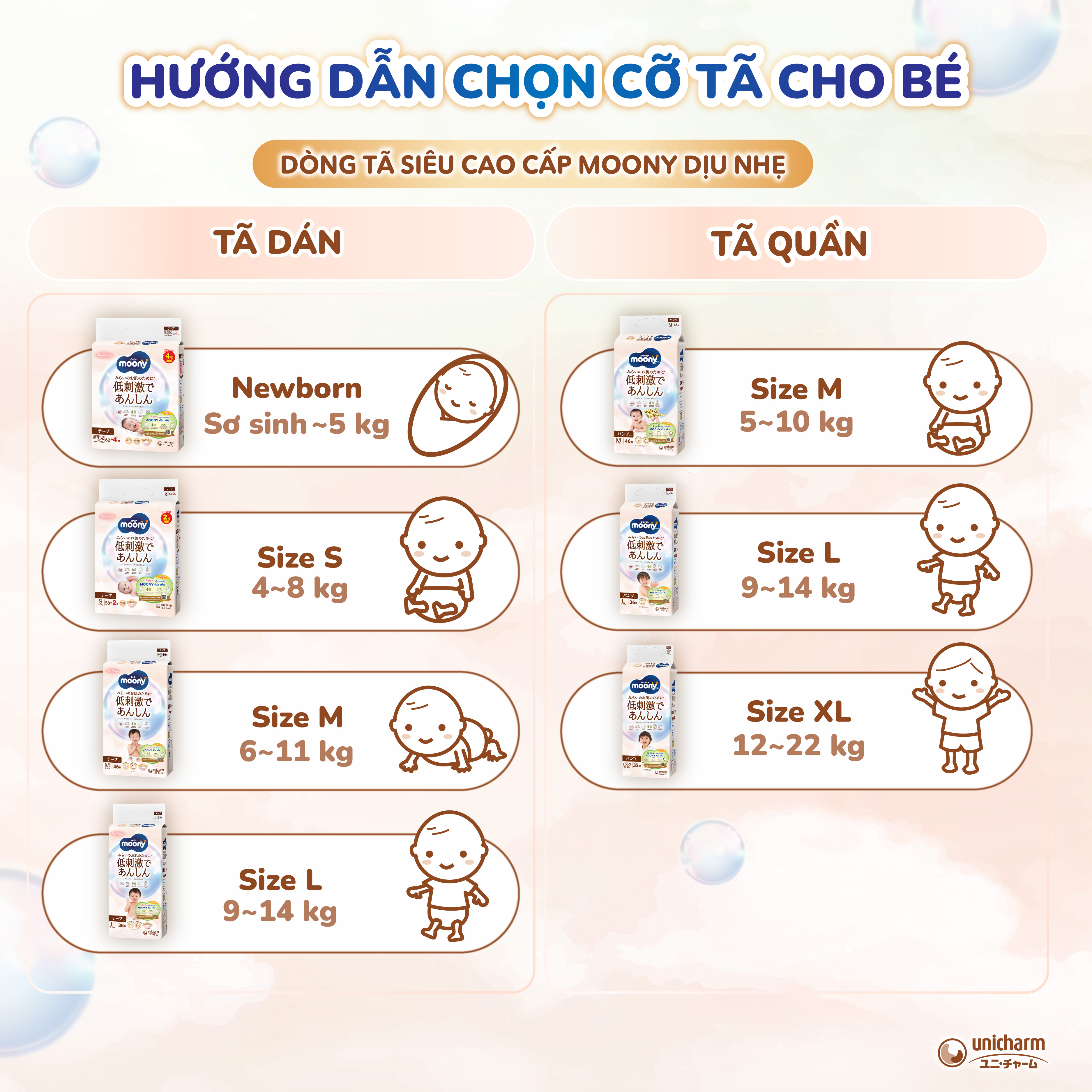 Tã quần Moony Moony Dịu Nhẹ  M46/L36/X32
