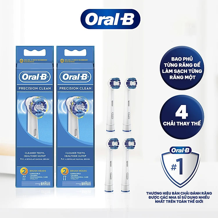 Combo Đầu Bàn Chải Điện ORAL-B Vitality Precision Clean Làm Sạch 100% Mảng Bám Từng Kẽ Răng Hộp 2 Cái x2