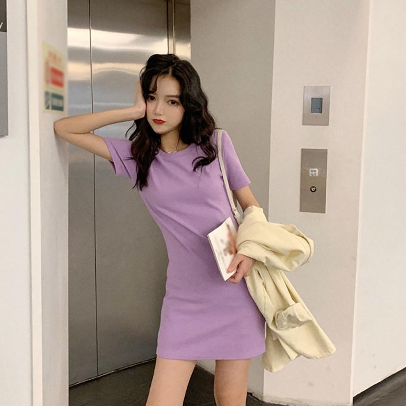 Đầm chữ A cổ tròn tay ngắn thời trang cho nữ