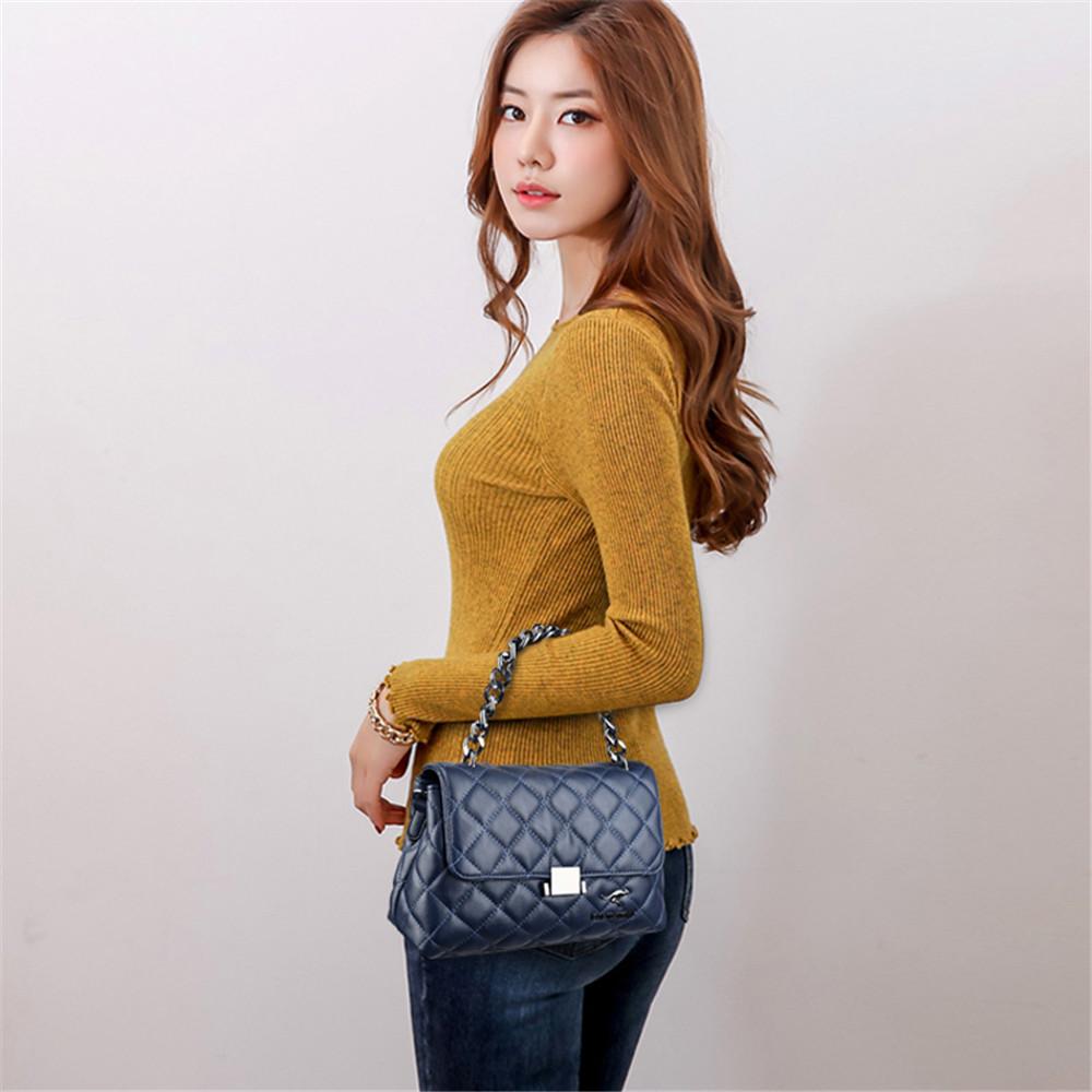 Cổ Điển Nữ Túi Đeo Vai Dây Chuyền Tay Cầm Kim Cương Lưới Túi Chất Lượng Cao, Chất Liệu Da Pu Túi Nữ 2020