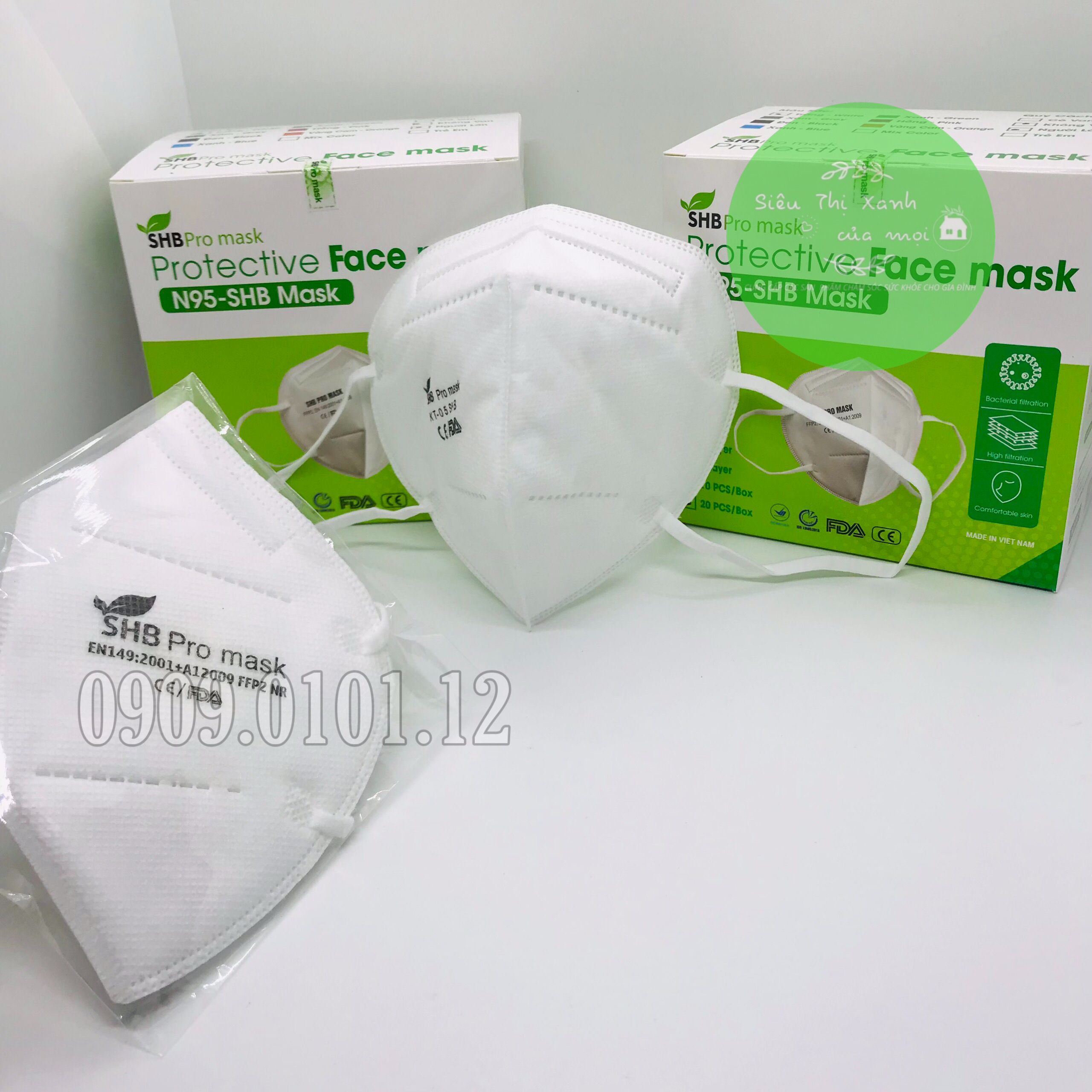 Khẩu trang n95 SHB Pro mask chính hãng, Kn95 cao cấp 5 lớp kháng khuẩn chuẩn FFP2