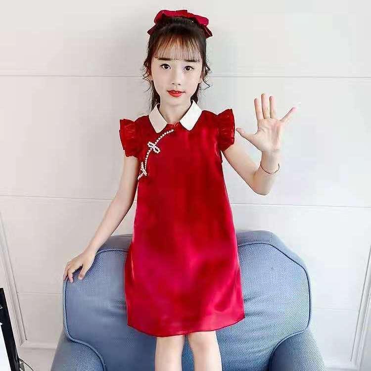 SHUANGYAN Cô gái sườn xám mùa hè Trung Quốc phong cách ăn mặc 2021 phong cách phương Tây trẻ em váy công chúa Hanbok cô gái nhỏ mùa hè ăn mặc