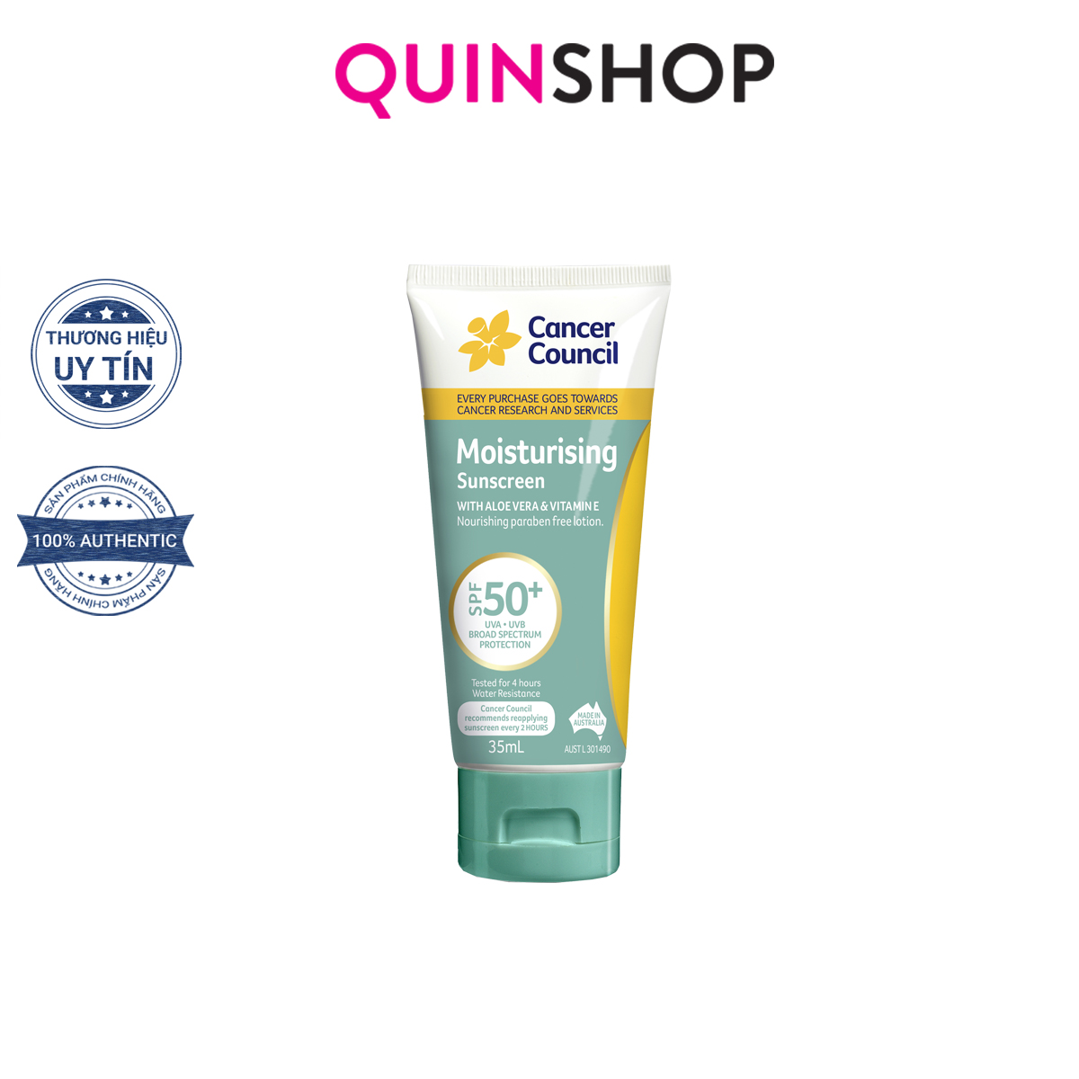 Kem Chống Nắng Dưỡng Ẩm Cancer Council Moisturising Sunscreen SPF 50+ 35ml