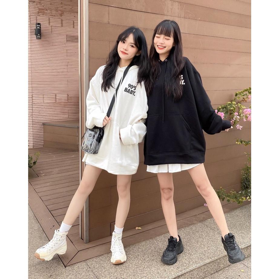 Áo Hoodie Form Rộng BABY Tay Dài Vải Nỉ Lót Bông Dày Dặn Ulzzang Unisex