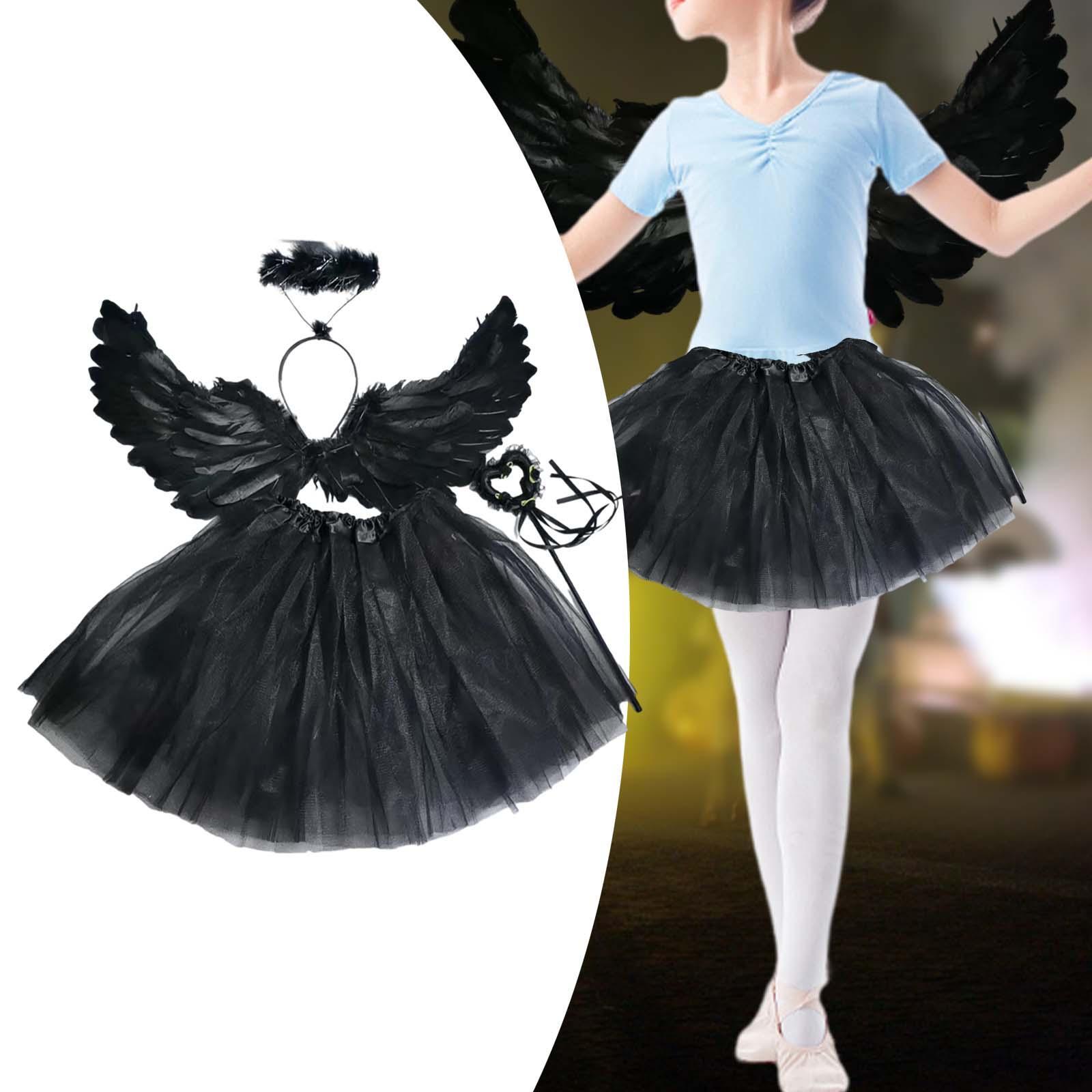 Girls Fairy Costume Set Halloween Cosplay Costume Outfit Children Kids Cosplay Angel Wing Costume for Birthday Party Carnival