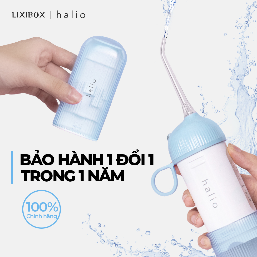 Combo Máy Tăm Nước Cầm Tay Halio UltraClean Blue Và Máy Rửa Mặt Halio Facial Cleansing &amp; Massaging Sky Blue