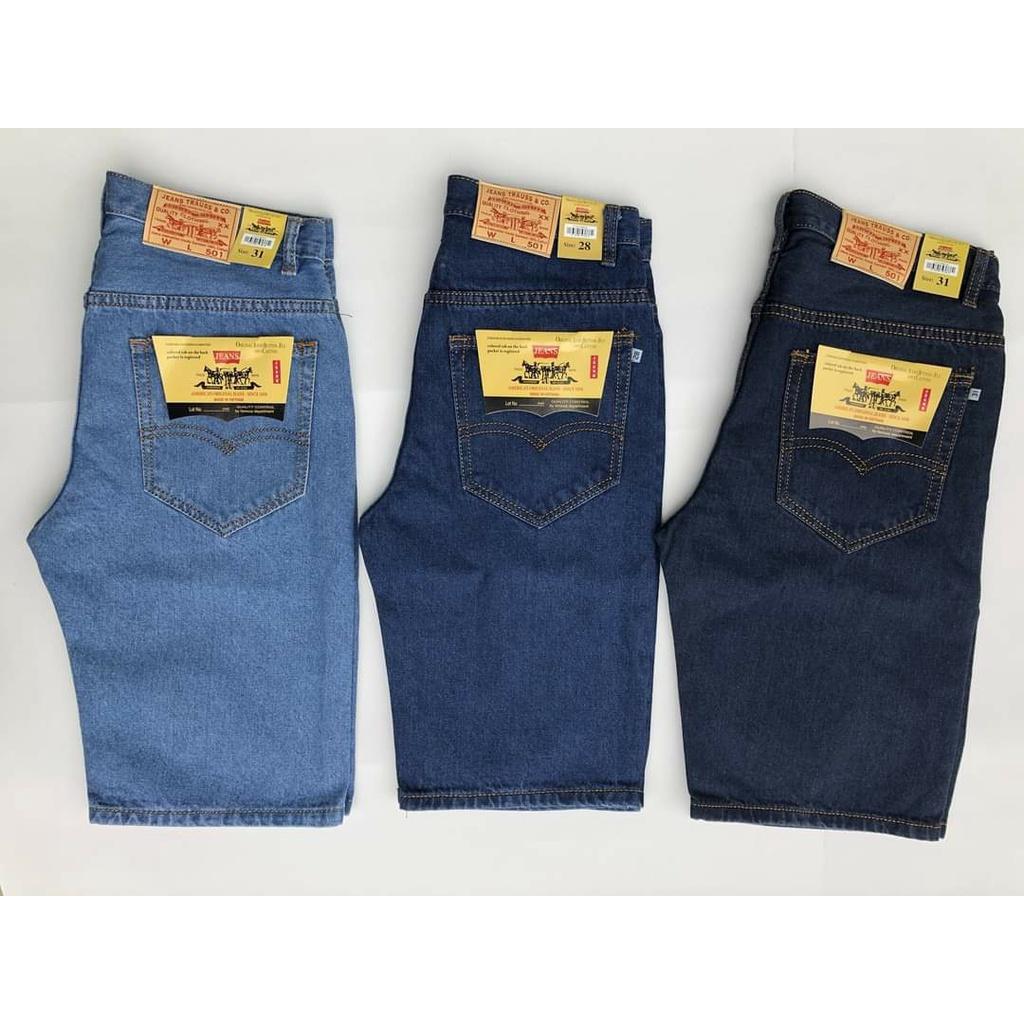 Quần Short Jean Nam Phom Xuông THOITRANG24H Vải Trơn Không Co Dãn Bền Màu Không Lỗi Thời Đủ Size