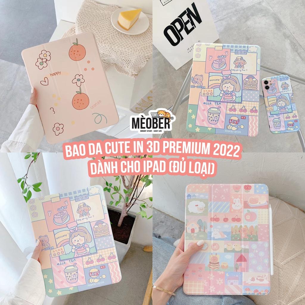 Bao da dành cho cover iPad hoạ tiết cute, phối màu pastel, in 3D hoạ tiết. Cover dành cho iPad Gen 5 6 7 8, Mini, Air 4 3, Pro
