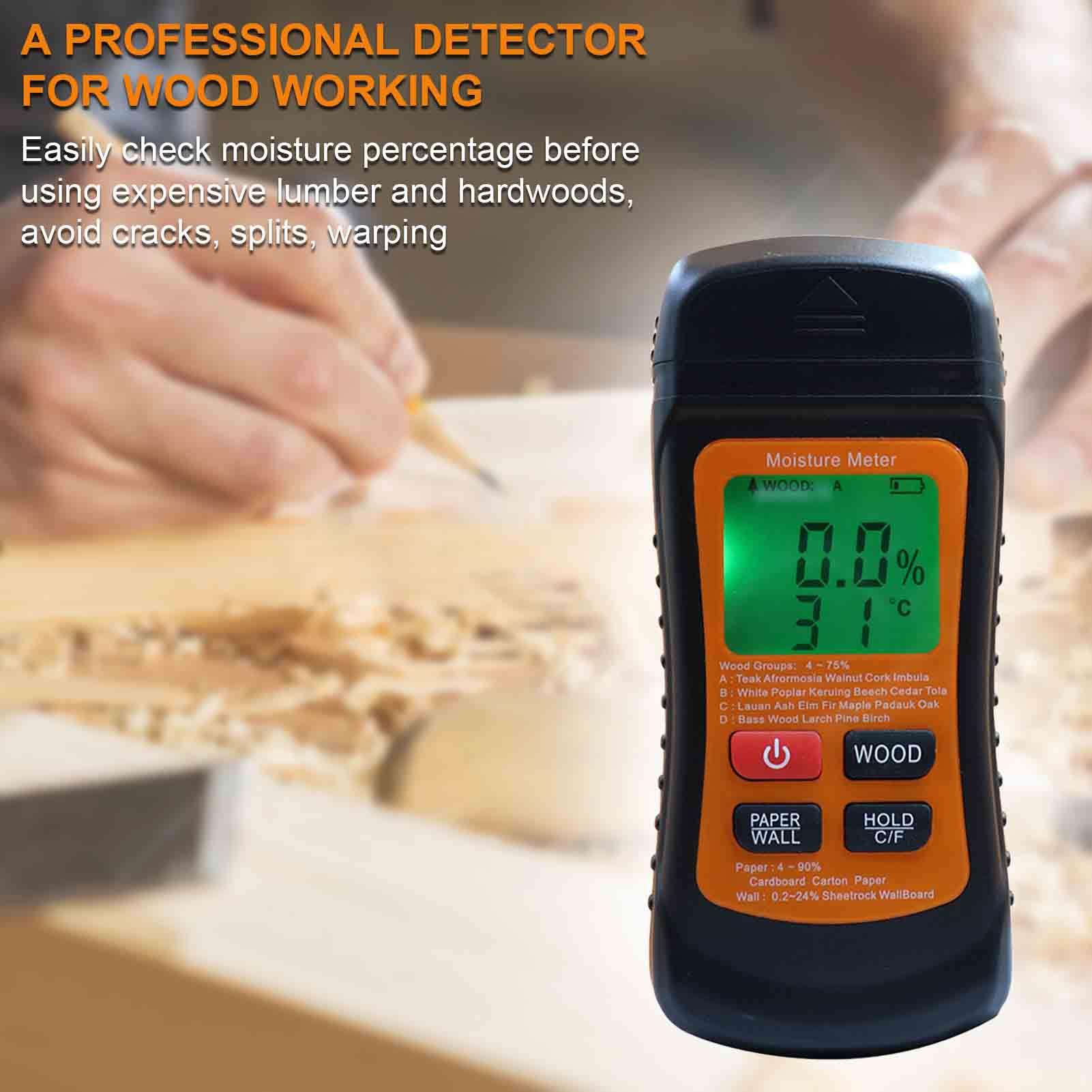 Máy đo độ ẩm gỗ cầm tay kỹ thuật số, Màn hình LCD độ nét cao, nhẹ và bền