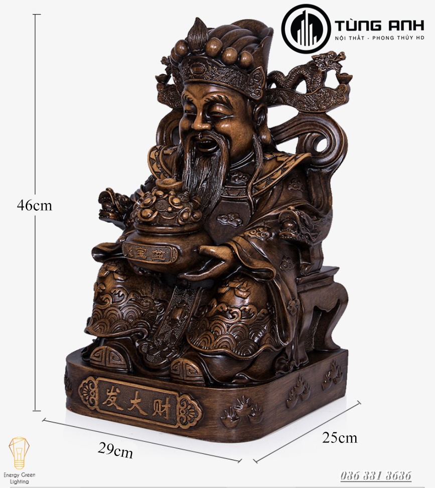 Tượng Thần Tài Size 46cm PT-25 - Biểu Tượng Tăng Cường Về Tiền Bạc , Công Danh Và Tài Lộc - Có Video