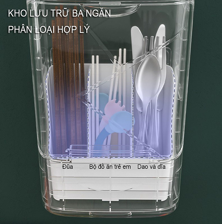 Tặng Củ Sạc - Hộp đựng đũa thông minh khử trùng bằng tia UV - Ống đựng đũa khử trùng cao cấp - UV disinfection chopstick cage