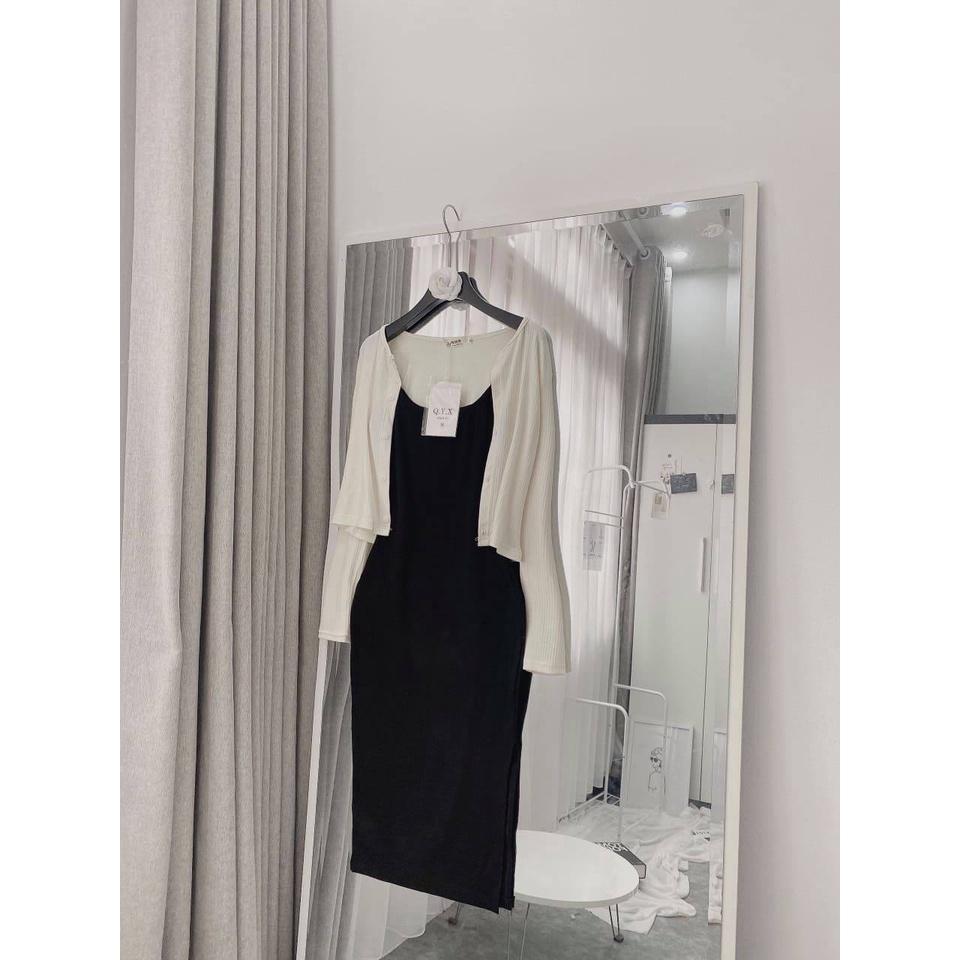 Set Váy Cardigan Khoác Mỏng Kèm Váy Body Zip Thời Trang Thu Đông 2021