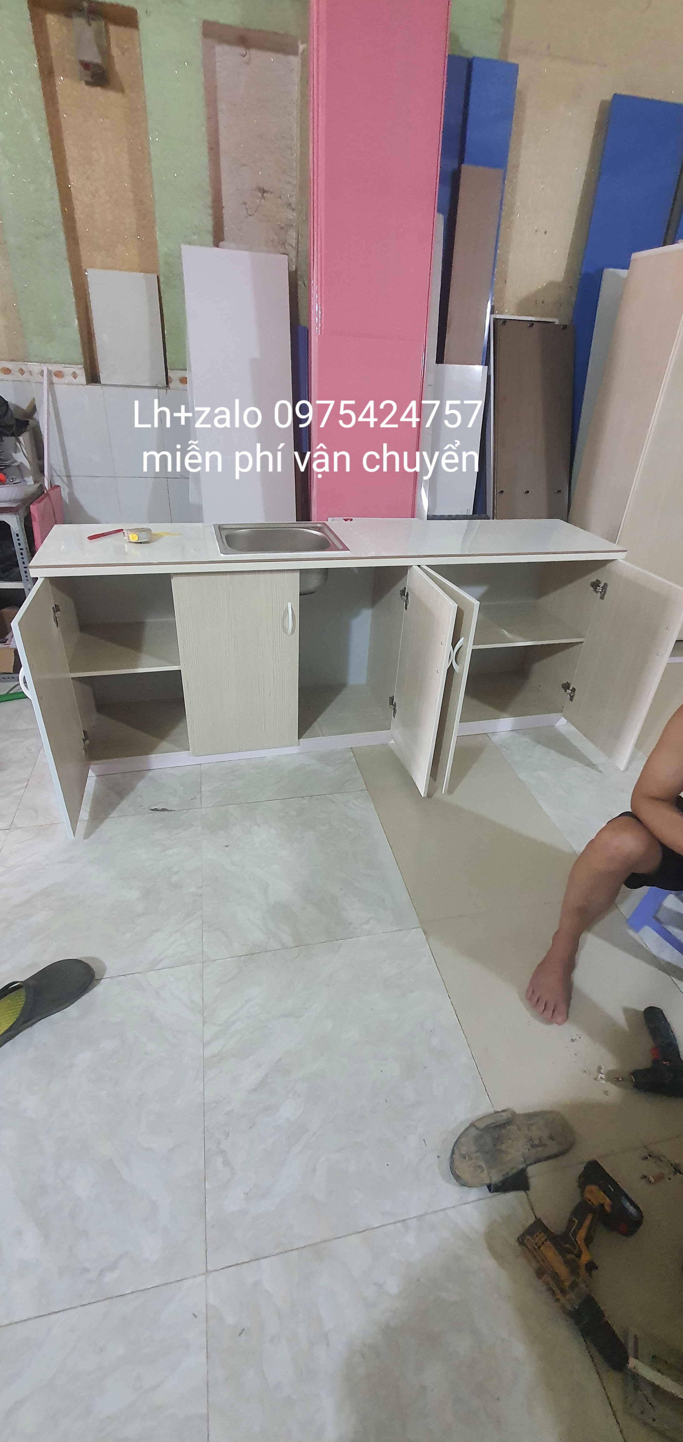 Tủ bếp MINI sẵn 2 bồn rửa nhựa Đài loan