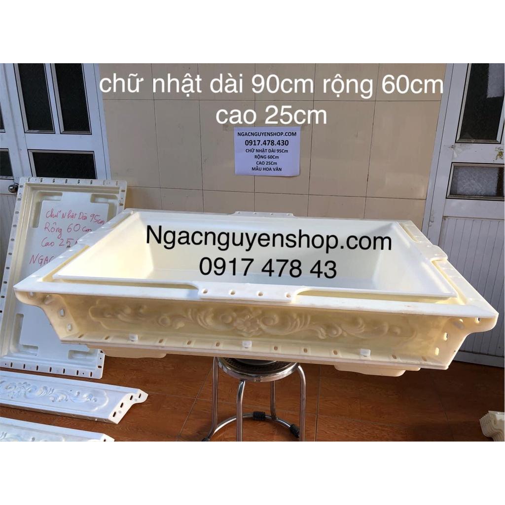 Khuôn đúc chậu chữ nhật 95x60 cao 25cm có lòng trong chất liệu nhựa abs dày dặn