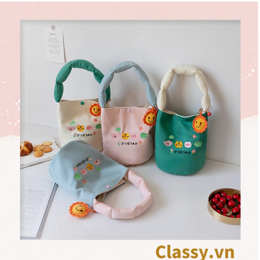 Túi vải canvas Classy tay, đựng phụ kiện, túi đựng hộp cơm đáng yêu tiện lợi T1247