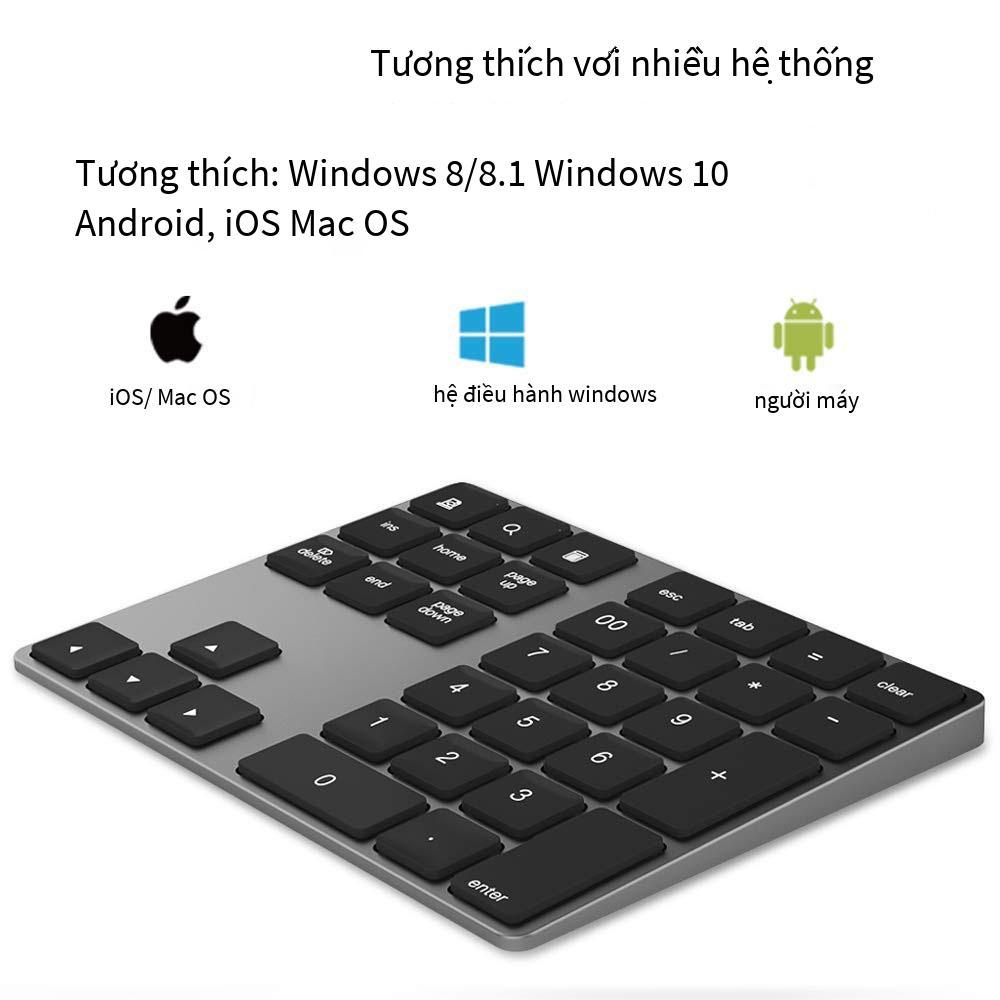 Hợp kim nhôm thuận lợi nhất Bàn phím kỹ thuật số Bluetooth 34 phím có thể sạc lại Bàn phím kỹ thuật số không dây Bluetooth Bàn phím kỹ thuật số không dây mỏng