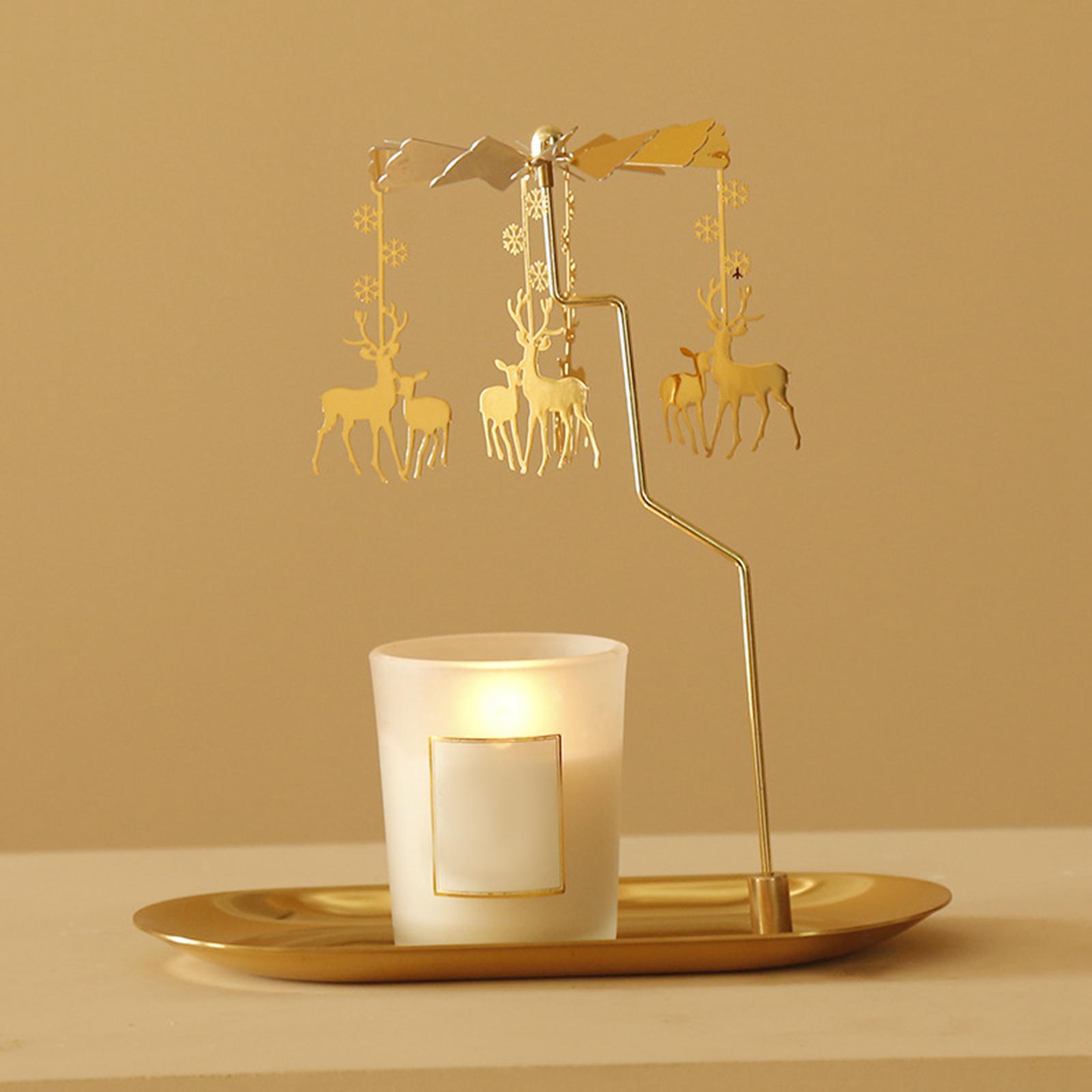Romantic Rotating Candle Holder Stand  Tealight Candlestick Stands, Gold
