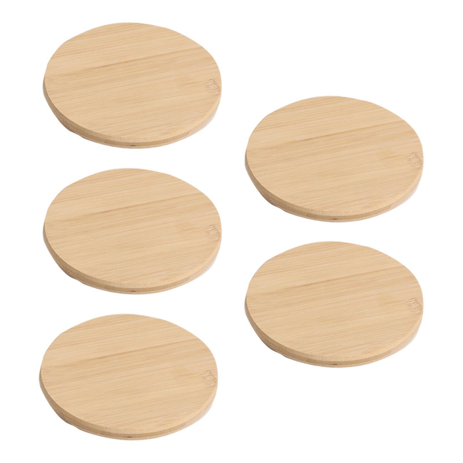 5Pcs Wood Round Coasters Place Mats Coffee Coaster Beverage Decor L