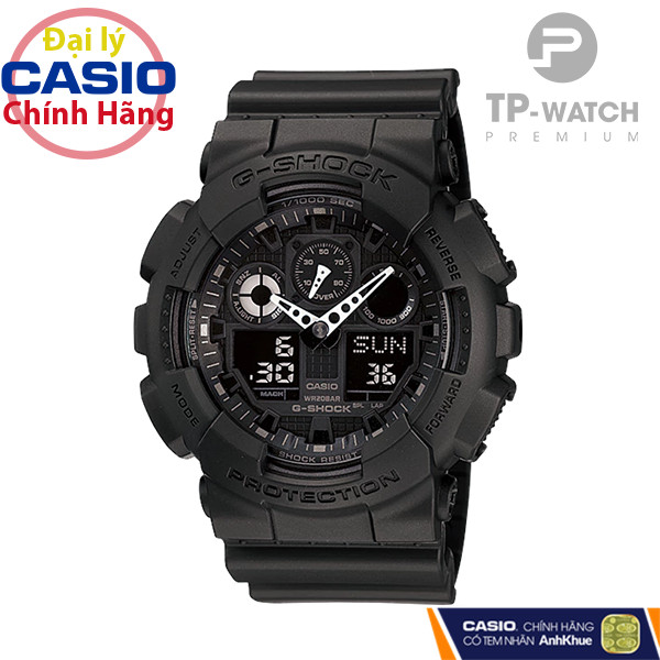 Đồng Hồ Nam Dây Nhựa Casio G-Shock GA-100-1A1HDR All Black Chính Hãng | GA-100-1A1