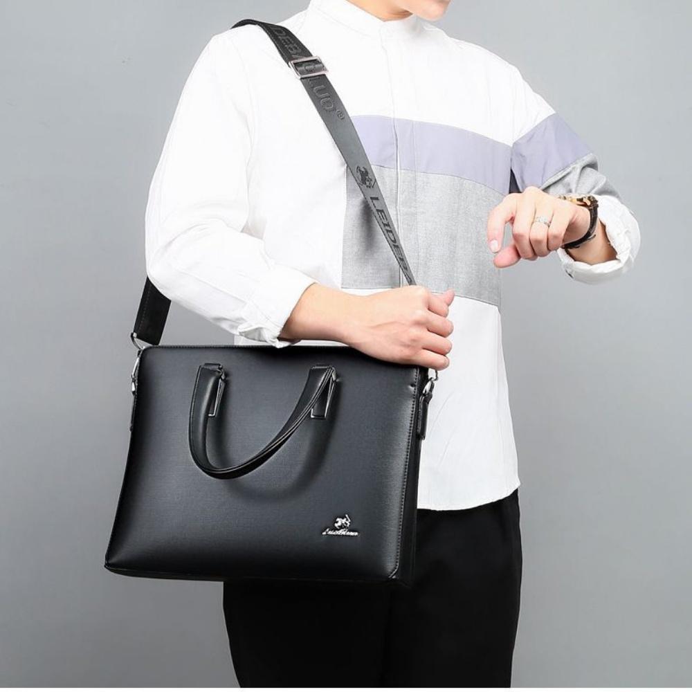 Cặp da công sở,Cặp văn phòng Cao Cấp LEIDEBAOLOU Chất liệu Da PU cực bền,Cặp Đựng Laptop 14inh,Vệ sinh dễ dàng-