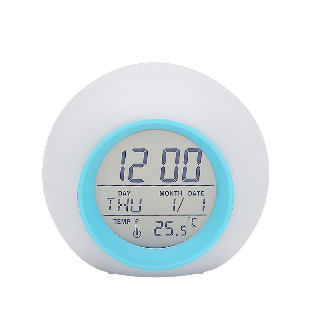 Multi-functional LED Table Alarm Clock 7 Colors Changing Digital Wake up Clock Touching Control Child Bedside Night