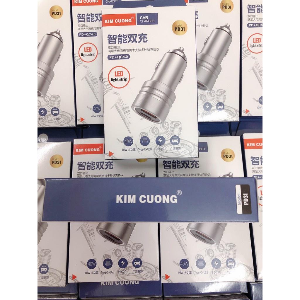 Tẩu Sạc Nhanh Ô Tô, Củ Sạc Chuyển Đầu USB Và Type C Quick Charge 4.0 kèm LED - Mvn Auto