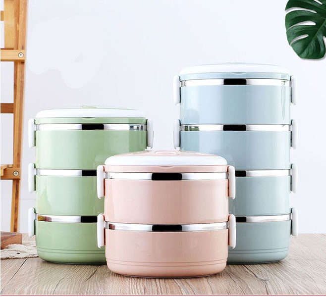 Hộp Cơm Giữ Nhiệt Inox 304 3 Tầng Tròn 2 Lớp Chống Gỉ Và Tràn Đổ