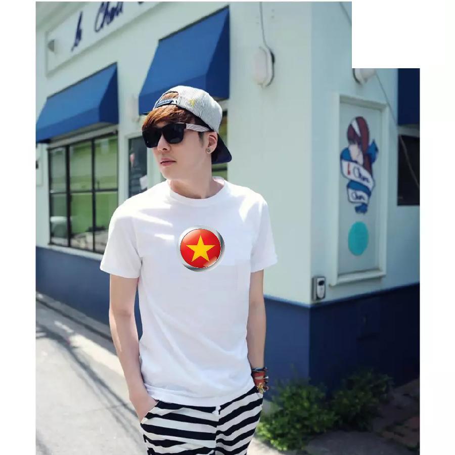 Áo thun in hình button lá cờ Việt Nam mtt91