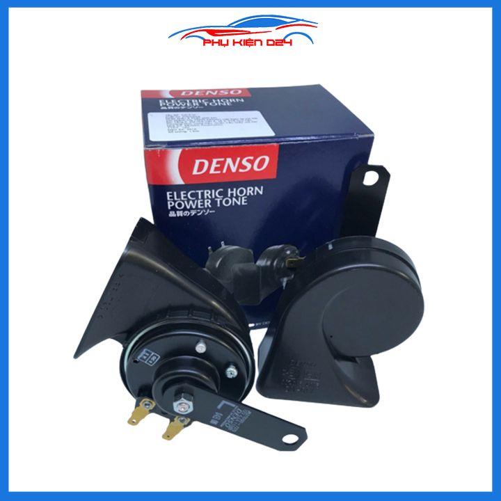 Bộ 2 còi sên DENSO 12V kèn xe hơi có sẵn dây âm lượng chuẩn dùng cho xe máy ô tô