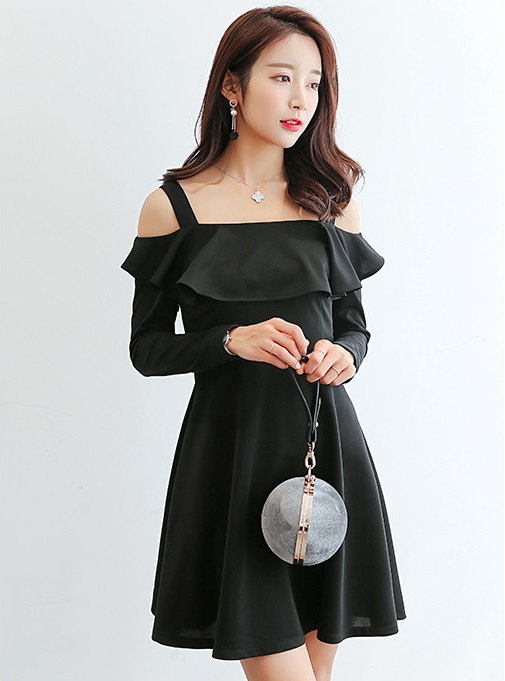 Đầm nữ dáng xòe Kiểu dáng Hàn Quốc thiết kế 2 dây bèo ngực vải mịn co giãn nhiều  AH87